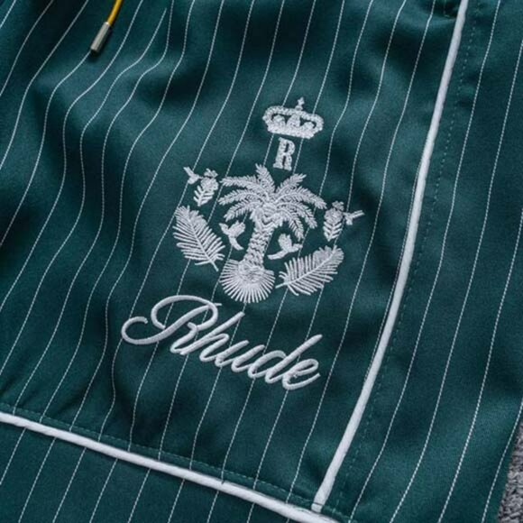 Rhude Jacquard Check Embroidered Logo Shorts Green - Picture 4 of 6